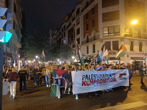 Concluye la jornada de huelga de apoyo a Palestina con una concentración en Indautxu