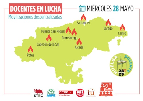 Los sindicatos cifran el seguimiento de la huelga de los docentes en el 52,3%